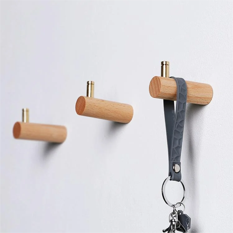 Деревянный настенный крючок современный для пальто настенная вешалка крючки полотенец из натурального дерева с твердой латуни на верхней части