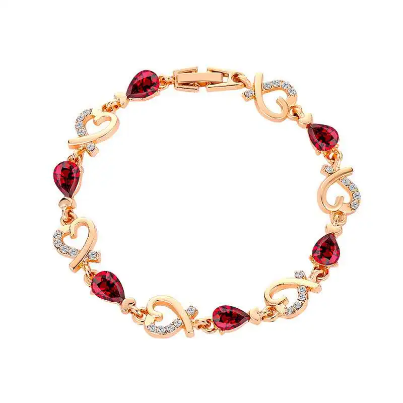 New 5 Colors Beautiful Bracelet for Women fashionable Austrian Crystal Fashion Heart Chain Bracelet for Female Gifts Wholesale b