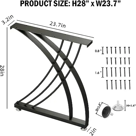 Furniture Factory Metal Simple Desk Legs Curved Shape Office Desk Table Legs Metal Dining Durable Coffee Table Bench Legs