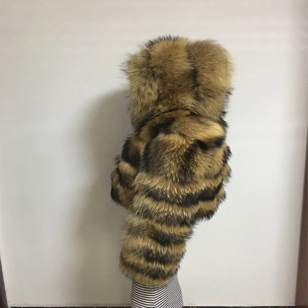 Ladys Fashion Raccoon Fur With Hood Coat Hot Selling