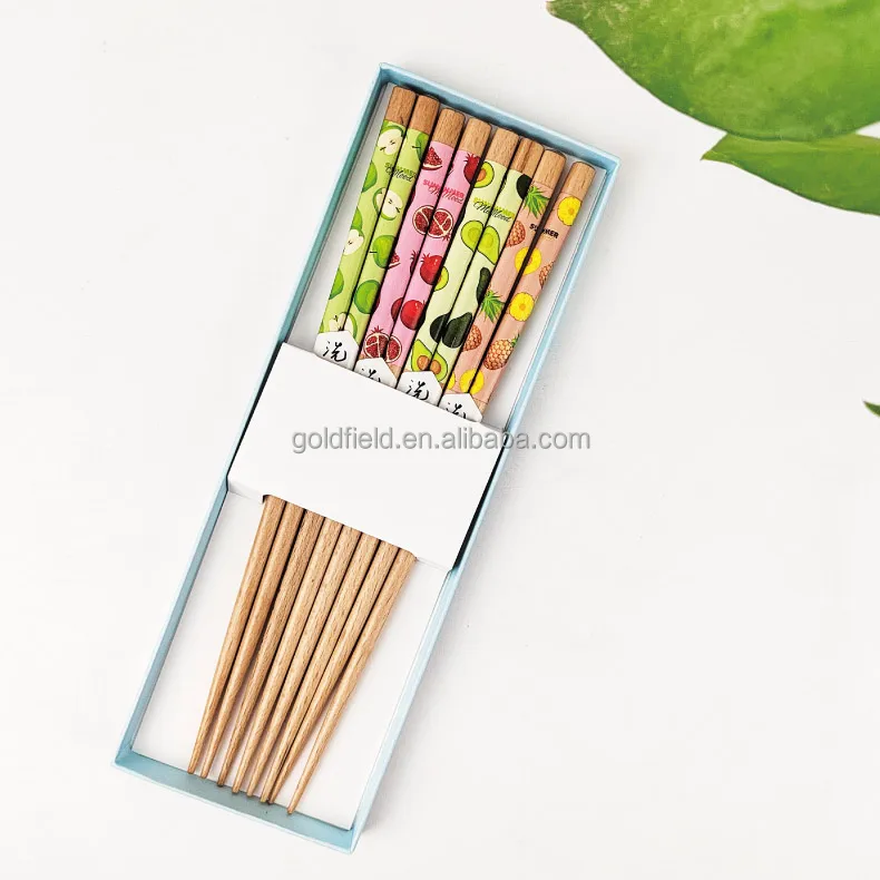 2024 new design dishwasher safe 5 colors high end beech wood Wholesale Korean  Chopsticks Set color Sushi Chopsticks