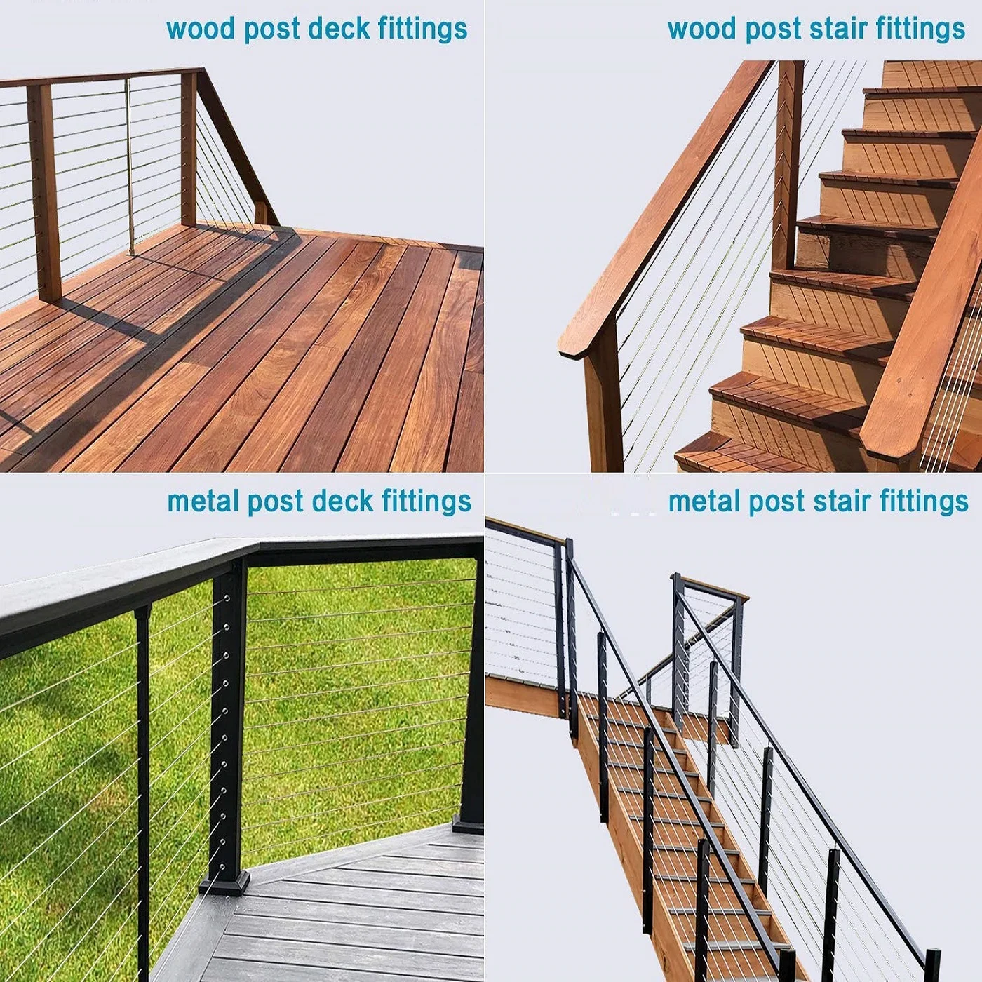 TAKA Stainless Steel Protective Sleeves Cable Railing Kit for Wire Rope Cable Wood Posts Deck Stair Cable Railing Fitting