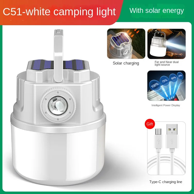 Outdoor Waterproof Rechargeable Street Led Emergency Torch Light Solar Camping Lamp