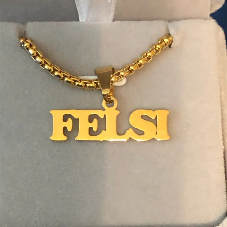 Stainless Steel Charm Personalized Name Necklace Punk Style Gold Chain Nameplate Collier Custom Gift