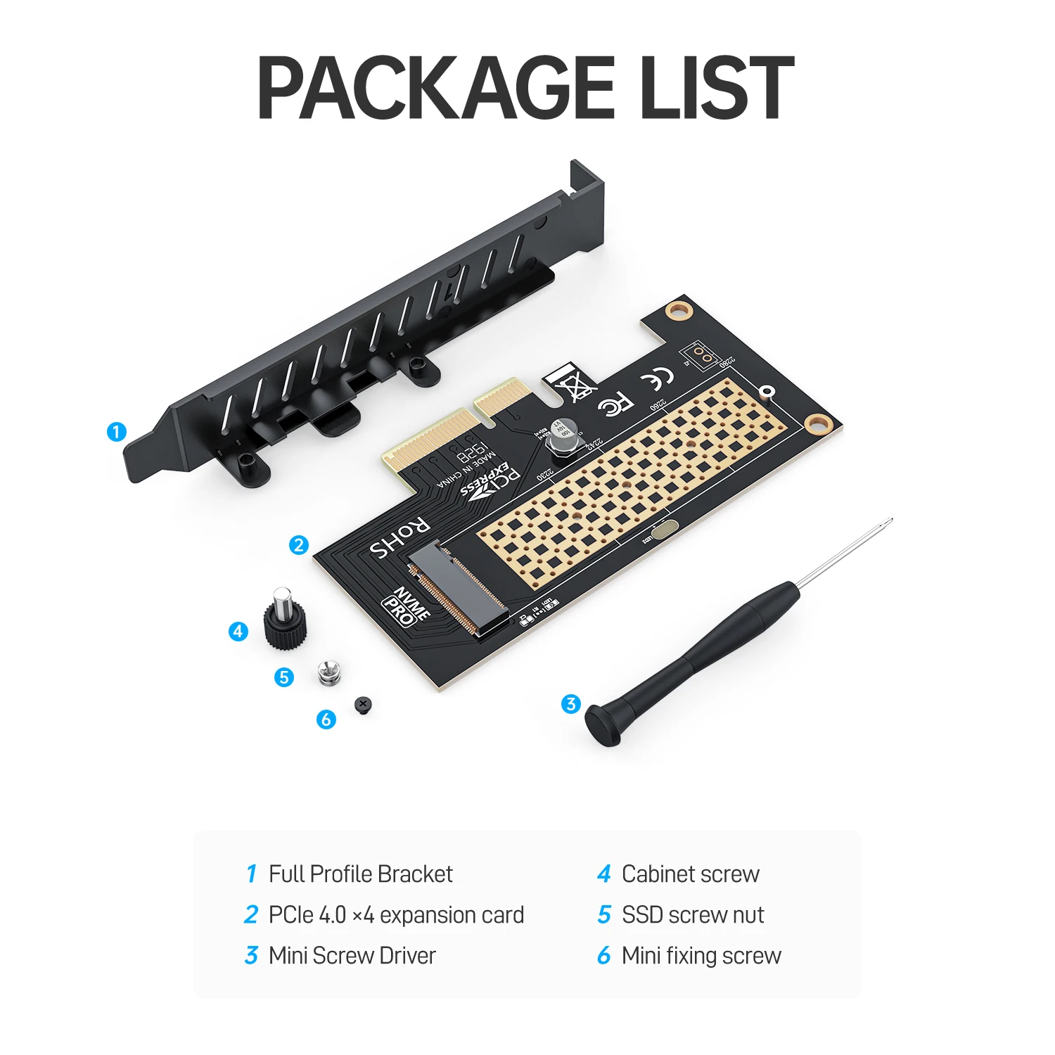  AMPCOM M.2 NVME SSD-адаптер PCI Express 4 0x4 для 2230-2280 M2