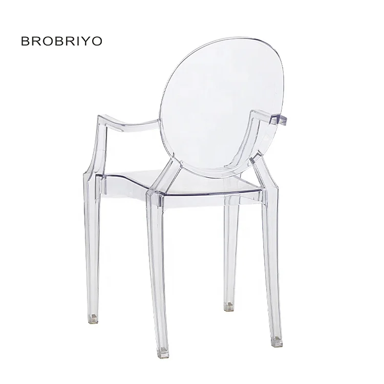 Wholesale Mid Century Furniture Modern Stackable Plastic Acrylic Transparent Clear Armchair Ghost Chair