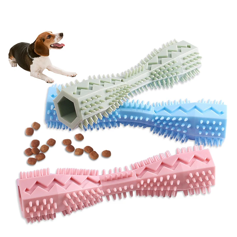 Hot Sale Eco Friendly Tpr Rubber Dog Biting Stick Missing Food Stick Interactive Pet Cleaning Chew Toys