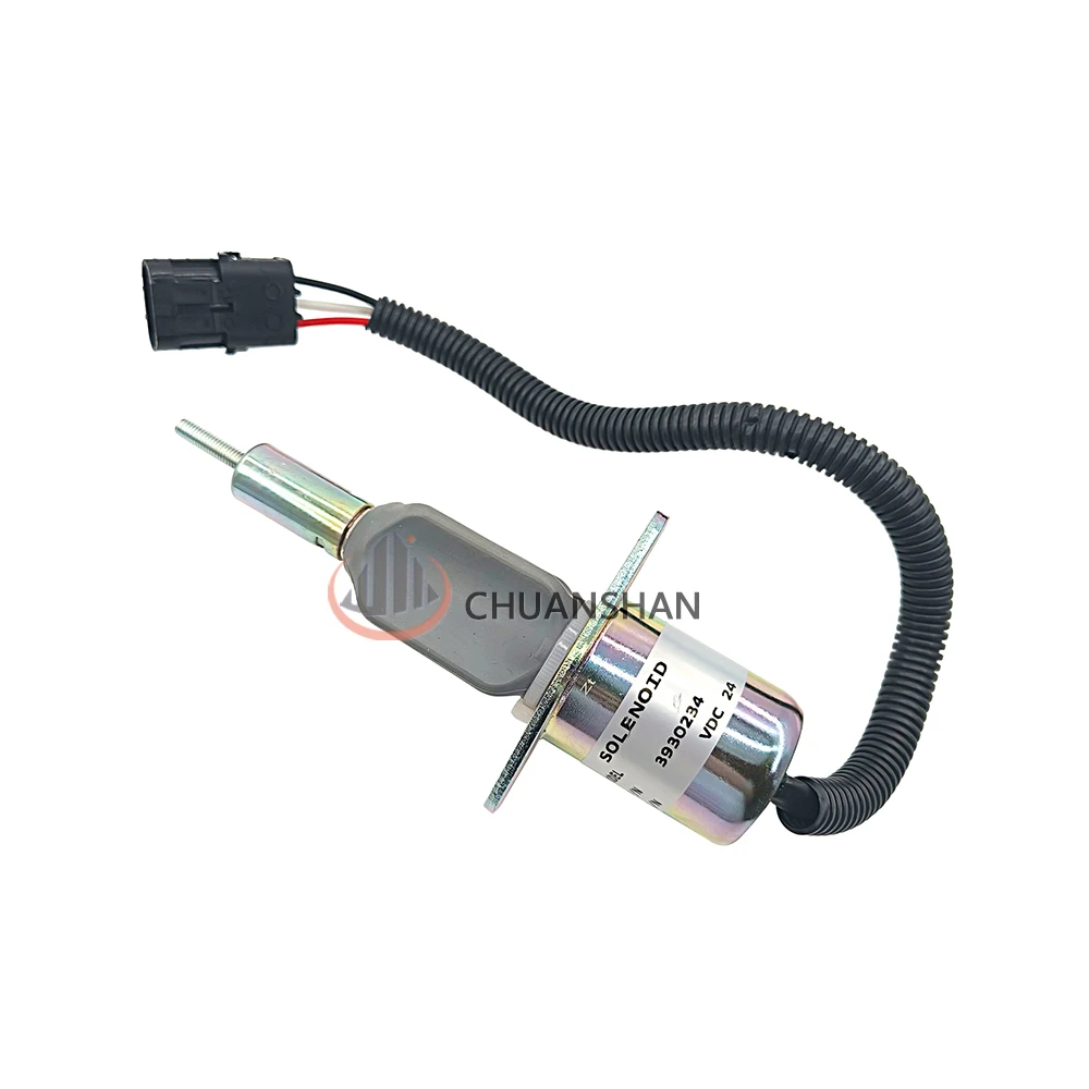 Constructlon Machinery Part For Cummins Engine Shut-off Solenoid Valve 3930234 Shut-off Solenoid Switch 24V   3930234