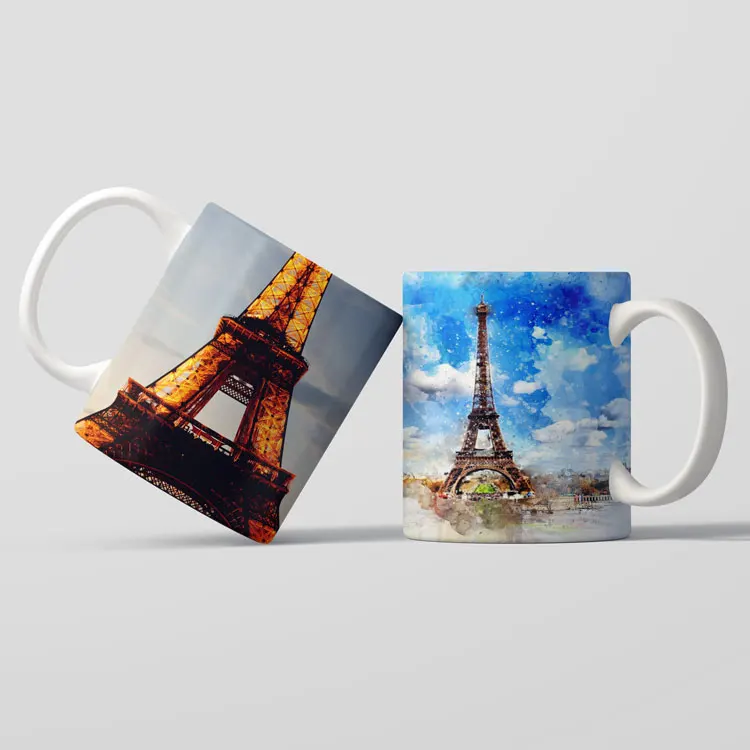 Wholesale Custom New Holiday Gifts Cartoon Paris Souvenir Ceramic Coffee Mug with Nice Quality
