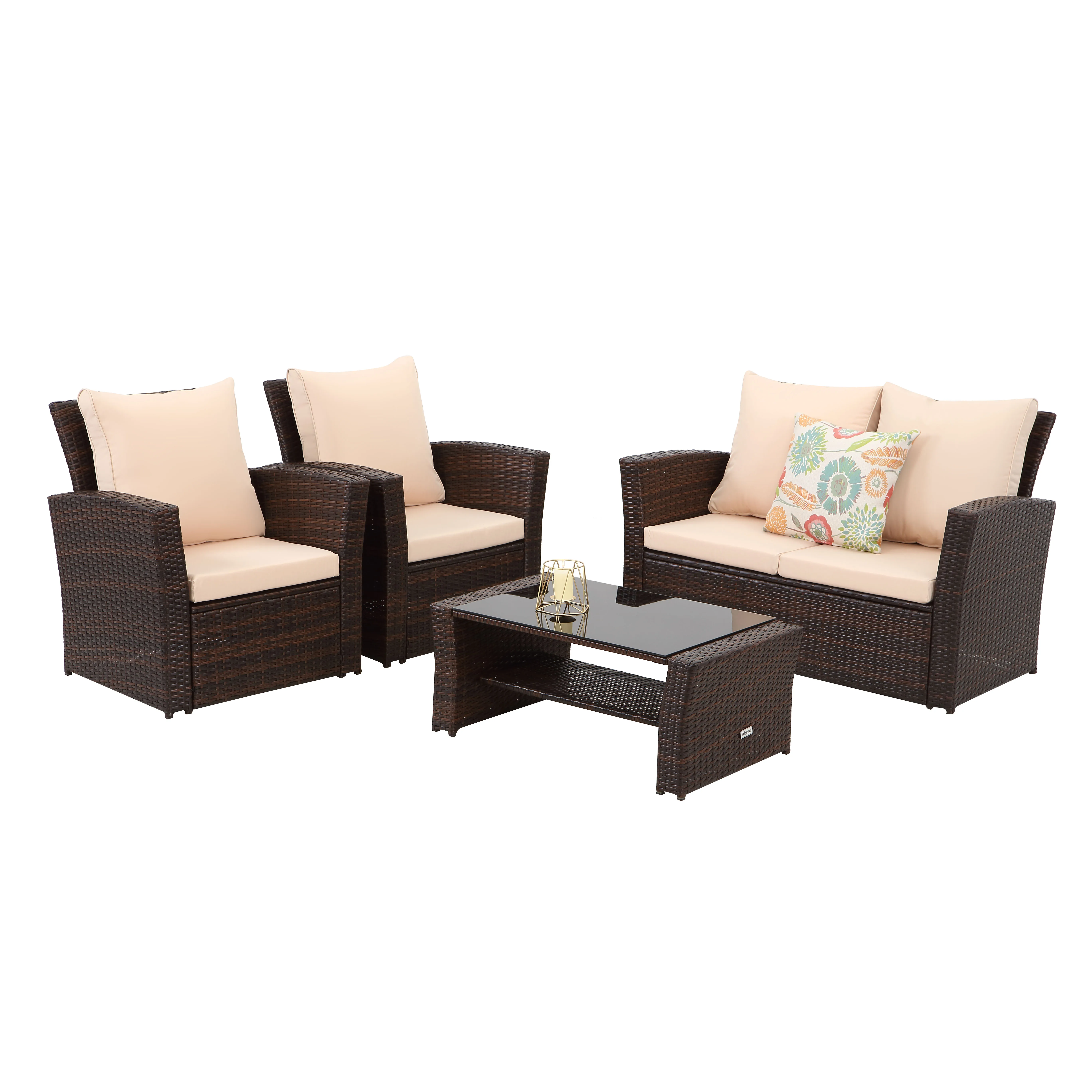 Sofa Set Popular UK Market Small Size Outdoor Furniture Garden Set Modern Outdoor Basic Style Rattan / Wicker Steel Frame