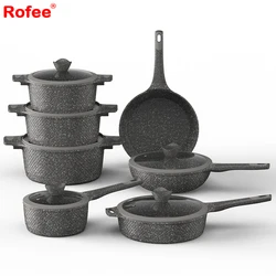New Arrival  Marble  Non Stick Coating Cookware Set Die Casting Aluminum Pots And Pans Set