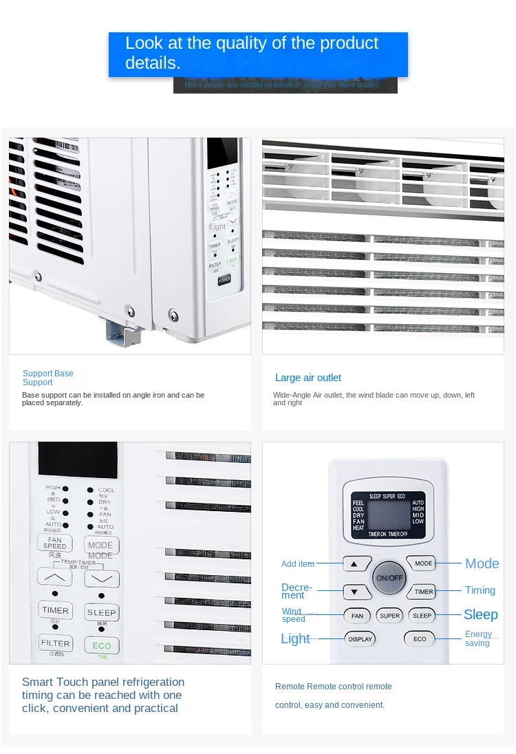 China factory Low Price 12000Btu 1.5Ton Cool and Heat Window type Air Conditioner for household using