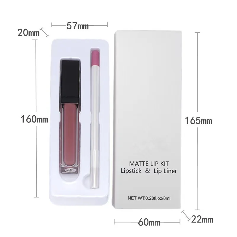 Custom Logo Lipgloss Kits Vegan Matte Liquid Lipstick Private Label Lipstick and Lip Liner Sets