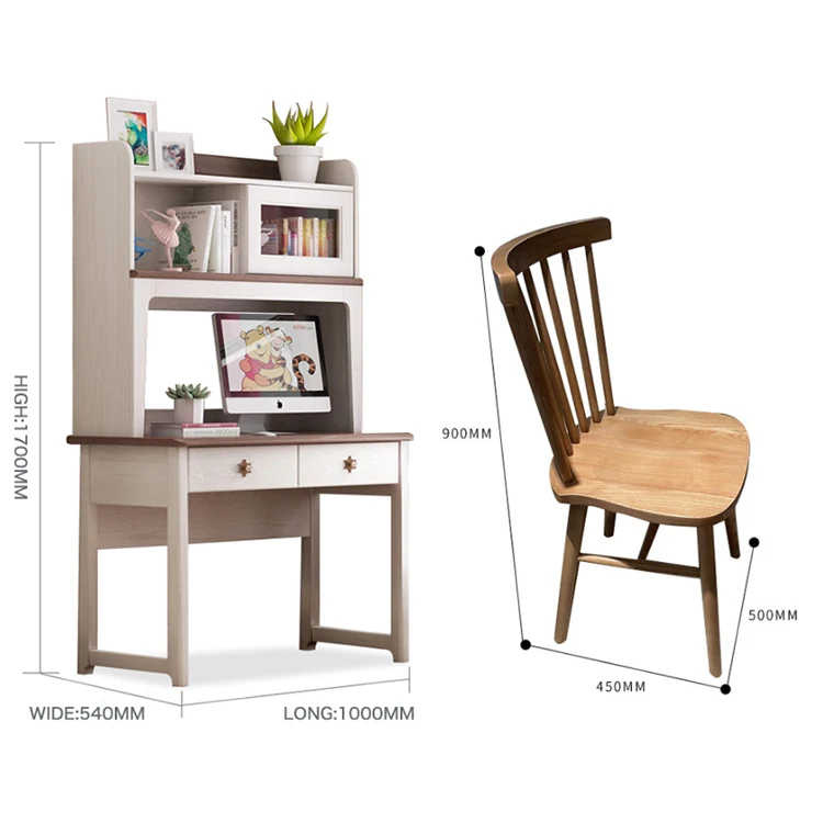  Writing Study Table Desk Computer Home Bedroom Furniture Set Dressing Tables Chair with Bookshelf
