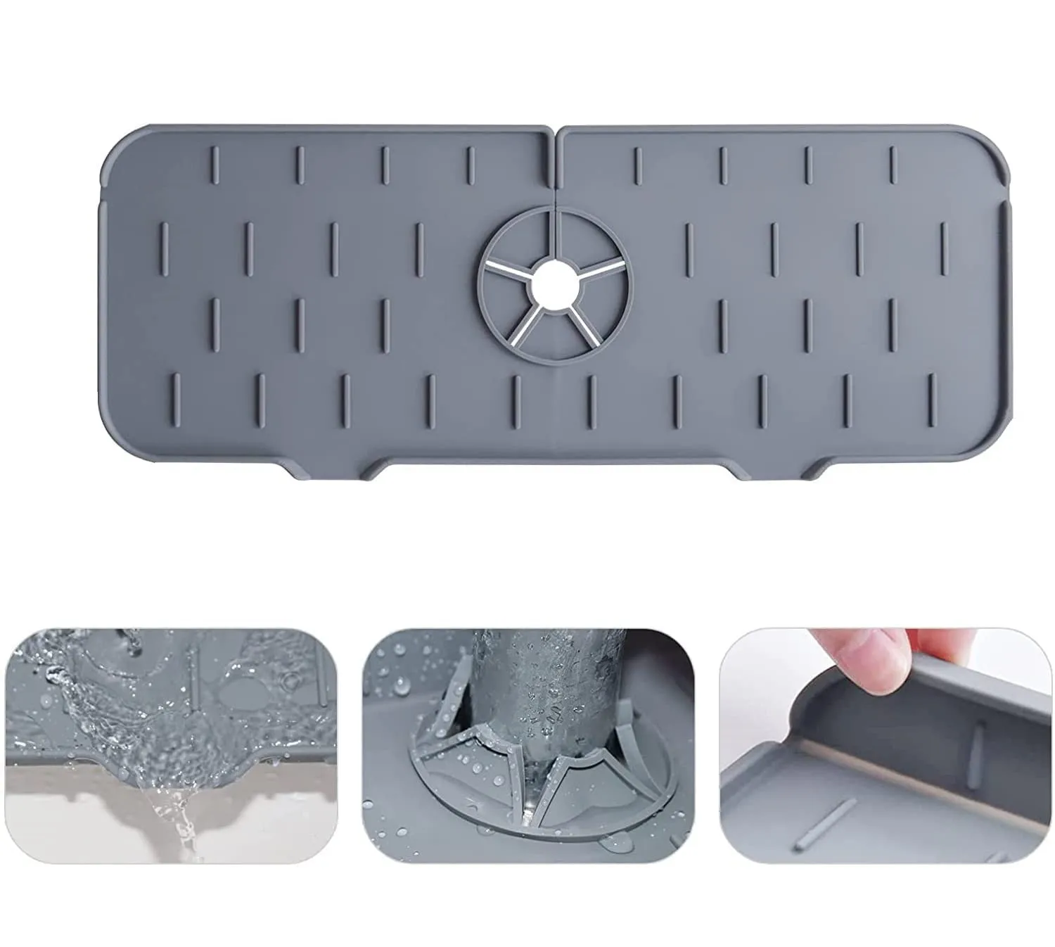 Faucet Handle Mat Dish Drying Silicone Faucet Water Catcher Mat Bathroom Splash Catcher Absorbent Mat For Kitchen Sink