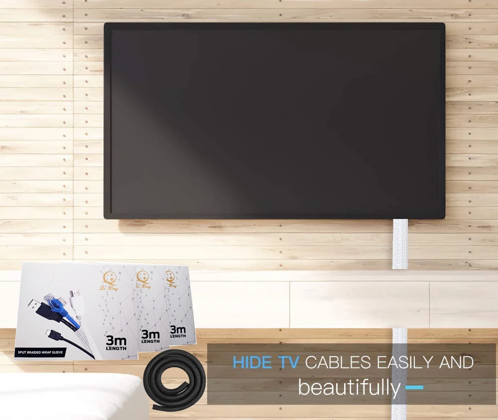 1/2 inch cord protector wire loom tubing cable sleeve split sleeving  cable management wrap around braided cable sleeving