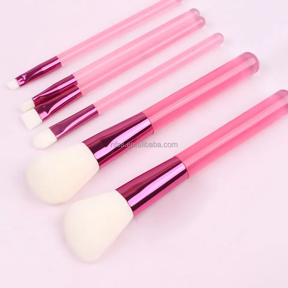 New Low Moq Custom Beginners Make-Up Brushes Kit Carry On Pink Purple Cosmetic Synthetic Hair 6Pcs Makeup Brush Set