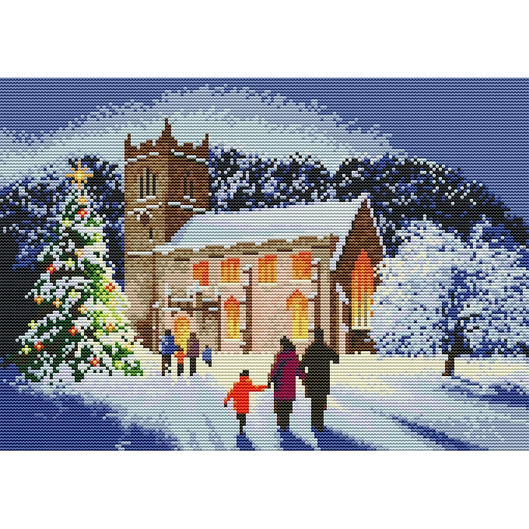 NKF Customized Christmas Gift Cotton Canvas Fabric DIY Handcraft Printed Home Deco Cross Stitch Embroidery Kit