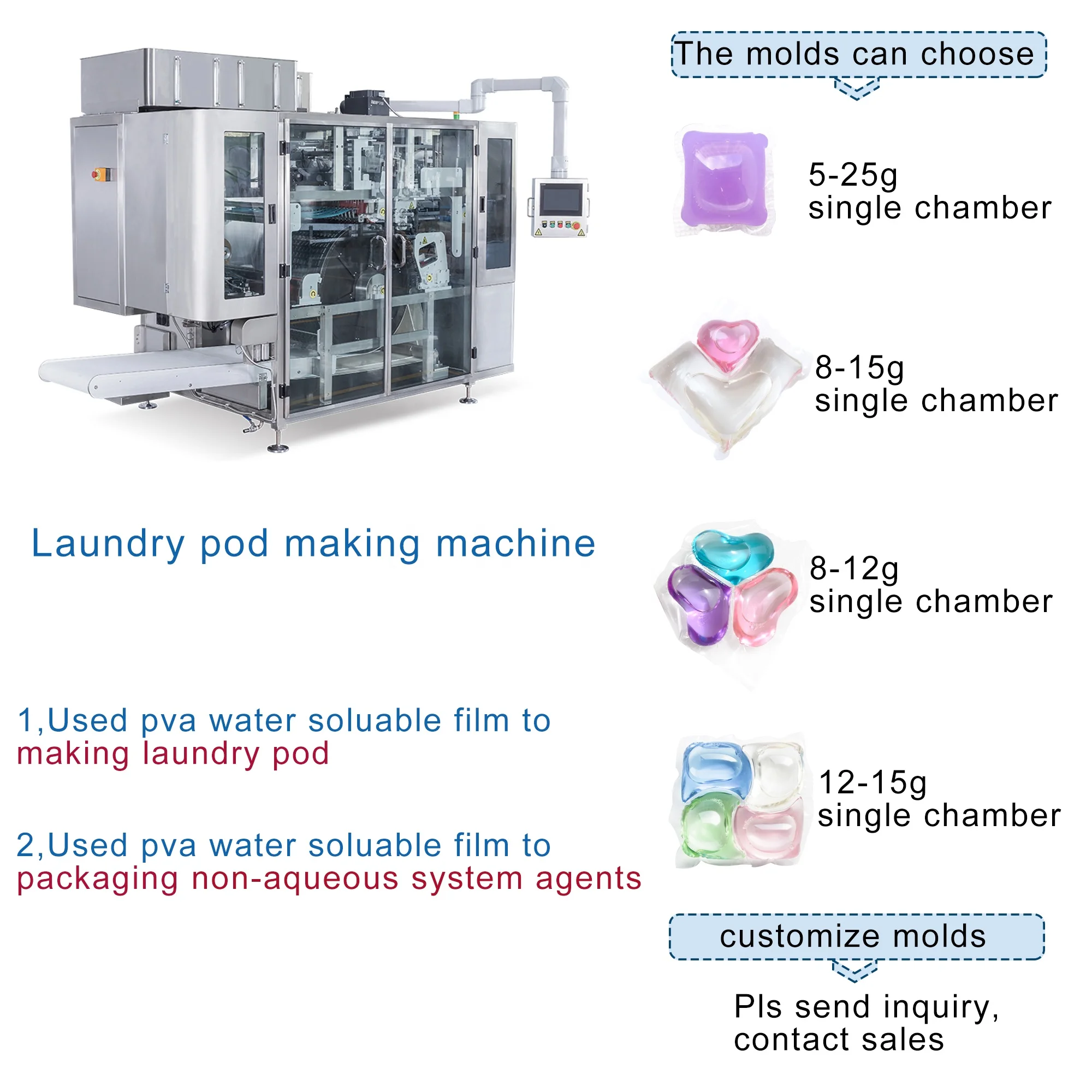 Polyva film laundry pods capsule filling machinery soap making machine other multi function packaging machines