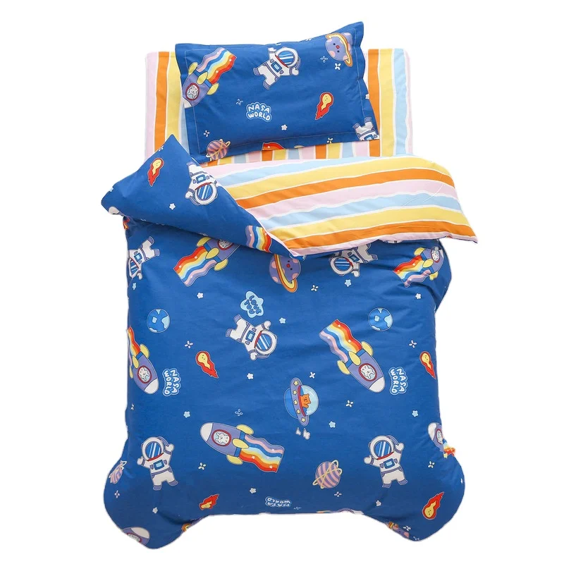 Quiet toddler bed sets dream net 3D cartoon children print kids duvet cover pillow case bedding set