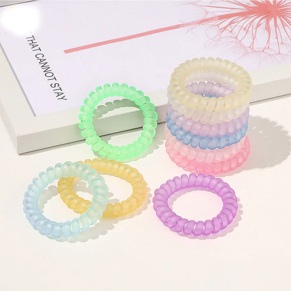 B.PHNE матовая спиральная резинки для волос пластиковые Завязки спиральные полупрозрачные шнуры телефона телефонная линия аксессуары женщин