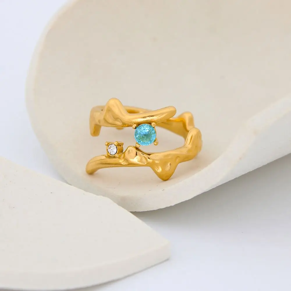 Оптом регулируемое циркониевое кольцо для ногтей 18K Настоящее позолоченное элегантное женское открываемое модные украшения