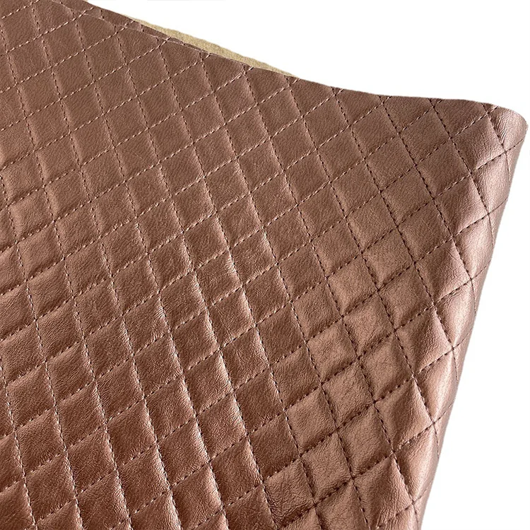 Embroidered plaid press line square diamond PU leather for matte handbag upholstery sofa upholstery leather