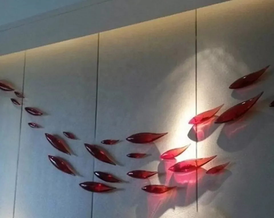 Modern Abstract Wall Art Sculpture Luxury 100% Handmade Murano Glass Fish for Home Decoration