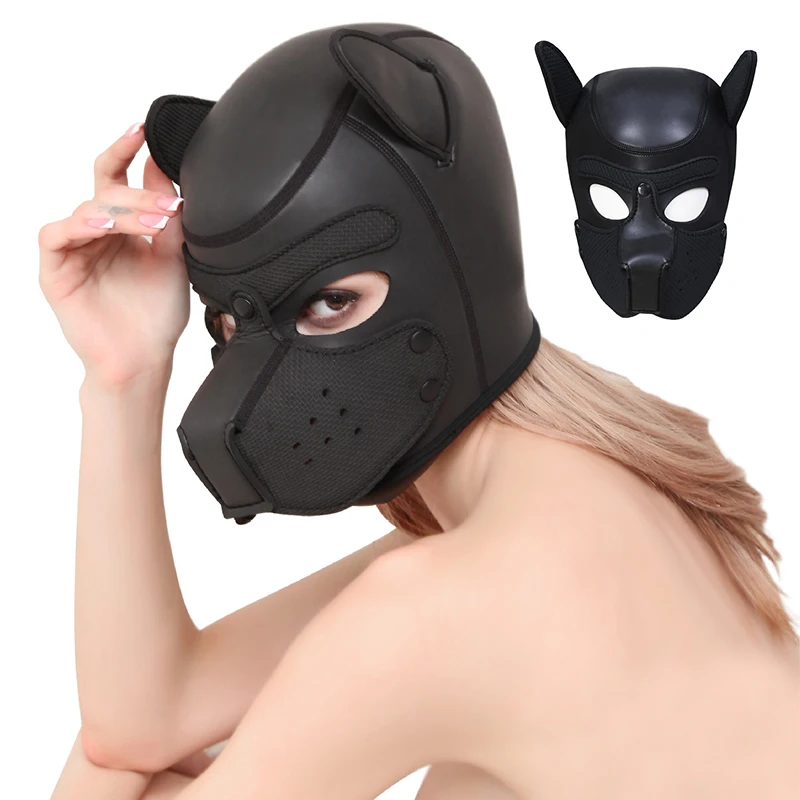 Bondage Dog Mask Erotic BDSM Dog Hood Restraint Halloween Head Hood Sex Toy for Men Women Couple Cosplay