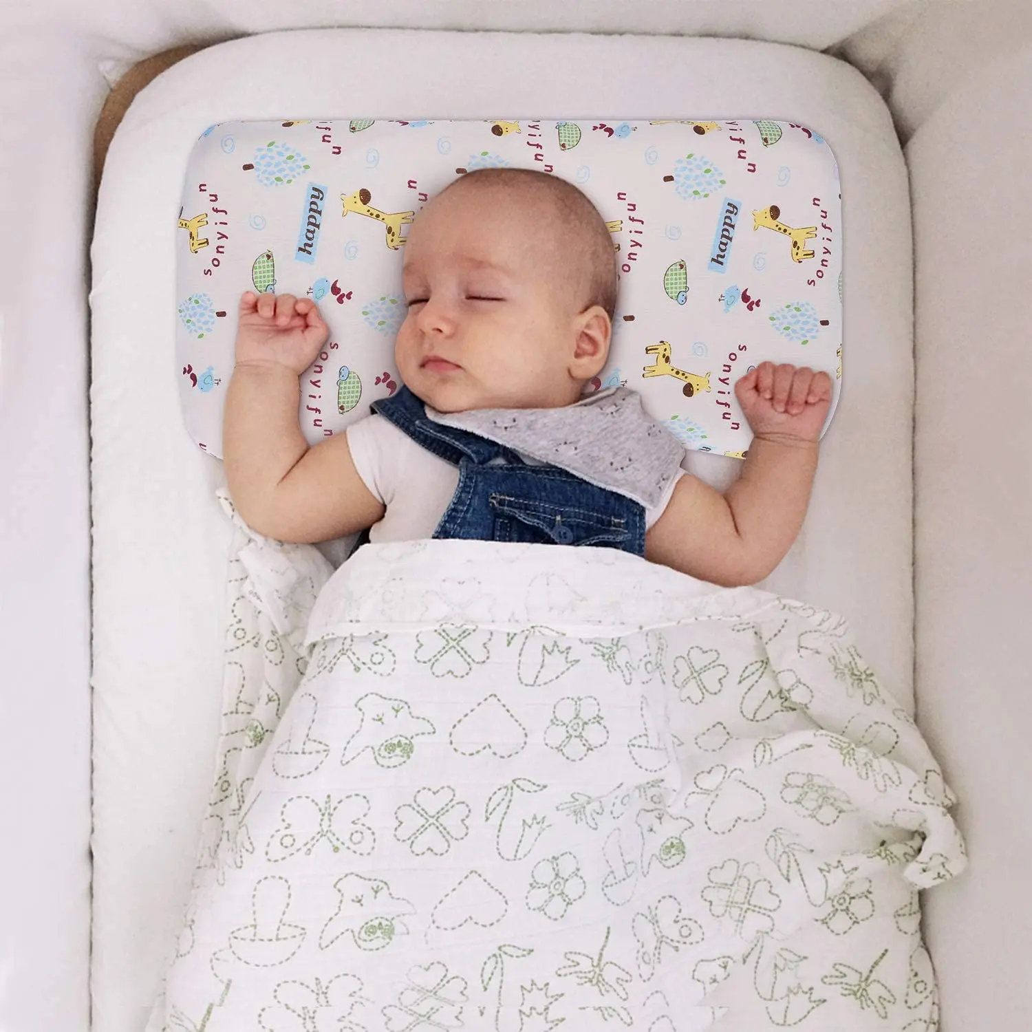 100% cotton crib pillow cover filling slow springback sponge sleeping baby pillow for newborn