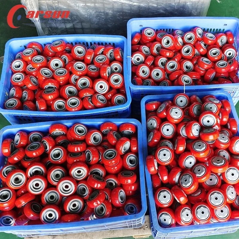 Medium Polyurethane wheel 3/4/5/6inch Red PU Wheel with Grey Anti Tangle Cover