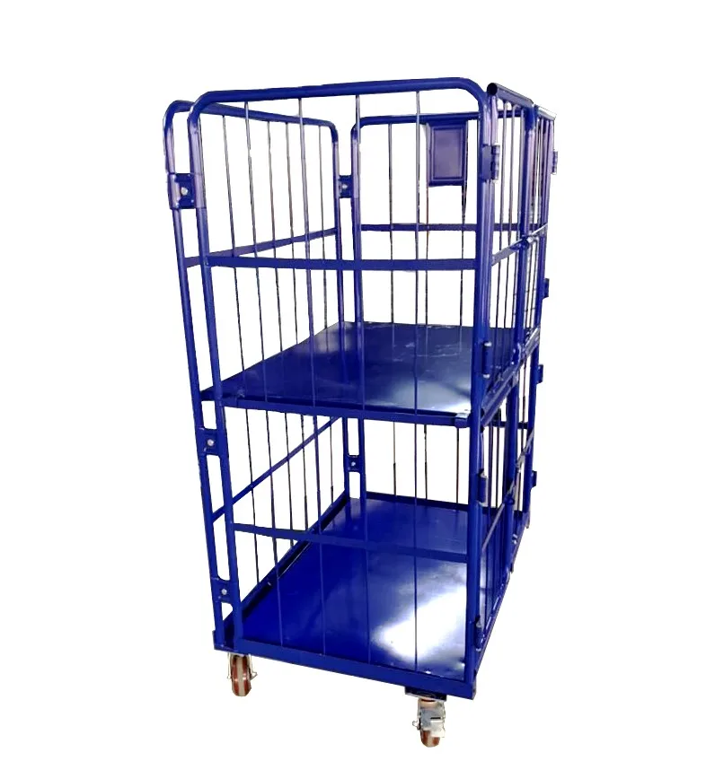 950x800x1700mm roll container steel wire mesh trolley cage Roll Cage Trolley for metal warehouse storage