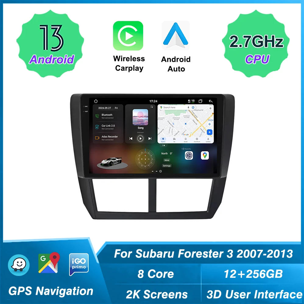 3D real-time dynamic driving multimedia  player For Subaru Forester 3 2007-2013 carplay 4G WIFI GPS Navigation car android radio