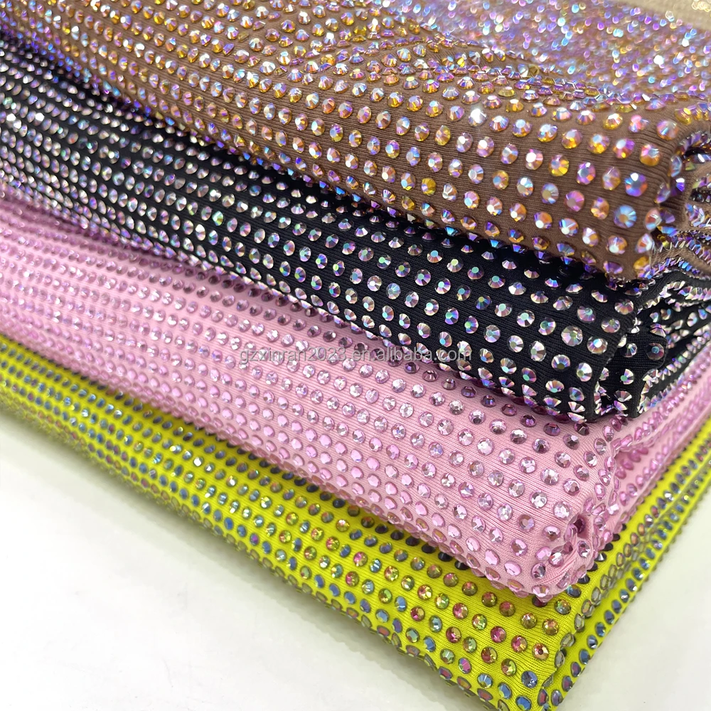 VA011 luxury beaded lace fabric crystal rhinestone dress accessories crystal gemstone lace fabric