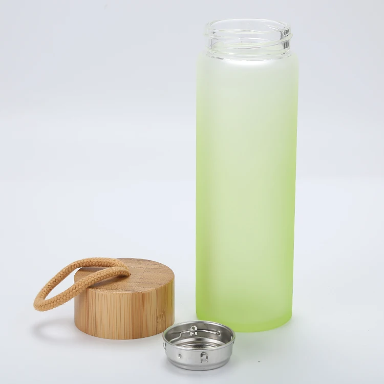 
MIKENDA Water Bottles Drinkware Type and Eco-Friendly Feature glass bottles bamboo lid 500ml 600ml 