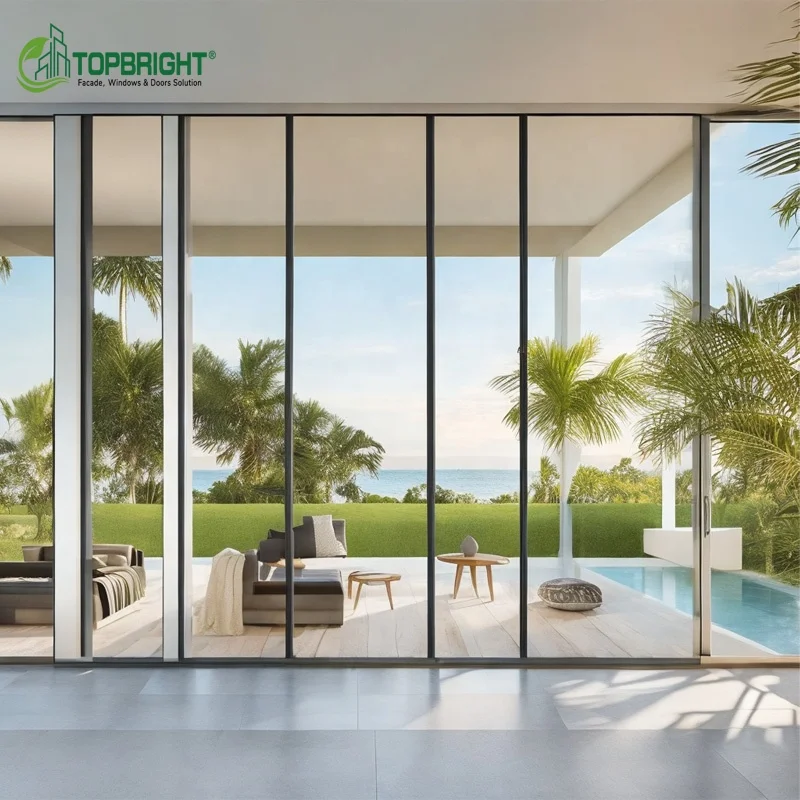 Topbright durable construction interior door slide sound-insulated large glass sliding doors