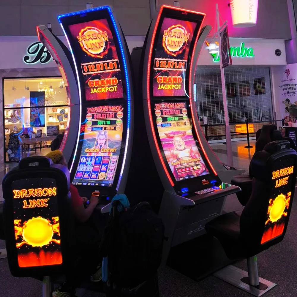 Floor Standing Ultimate Fire Link 8 in 1 Game Machine 43inch Curved Monitor Cabinet with Bill Accepter Ticket Printer