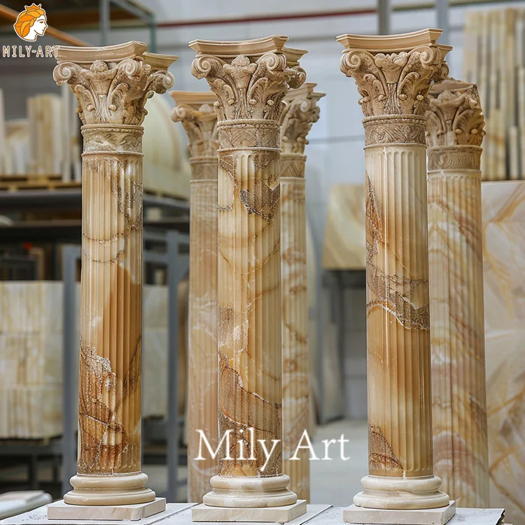 Outdoor Hand Carved Classic Design Solid Marble Column Pillars Sculpture