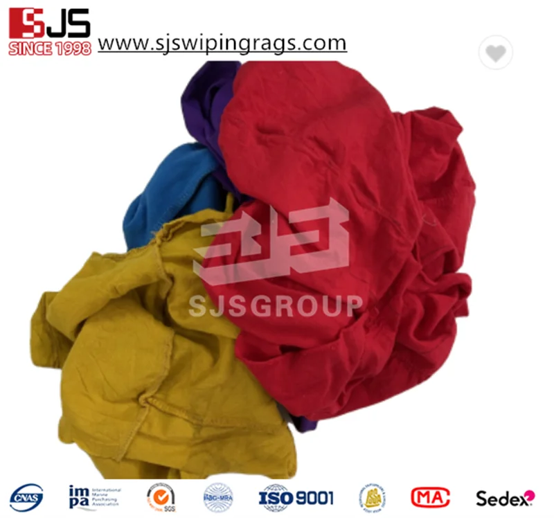 Industrial trapo 10kg Wiping Rags used recycled color cotton Cleaning clothes waste mixed T-shirt cotton rag