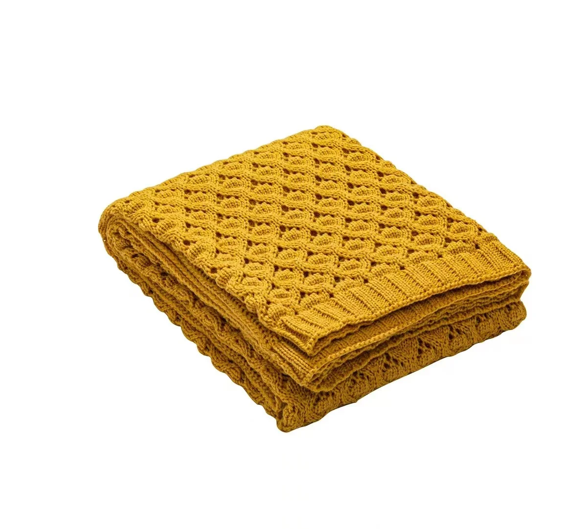 Nordic diamond hole knitted blanket sofa soft home wool bedding blanket photo