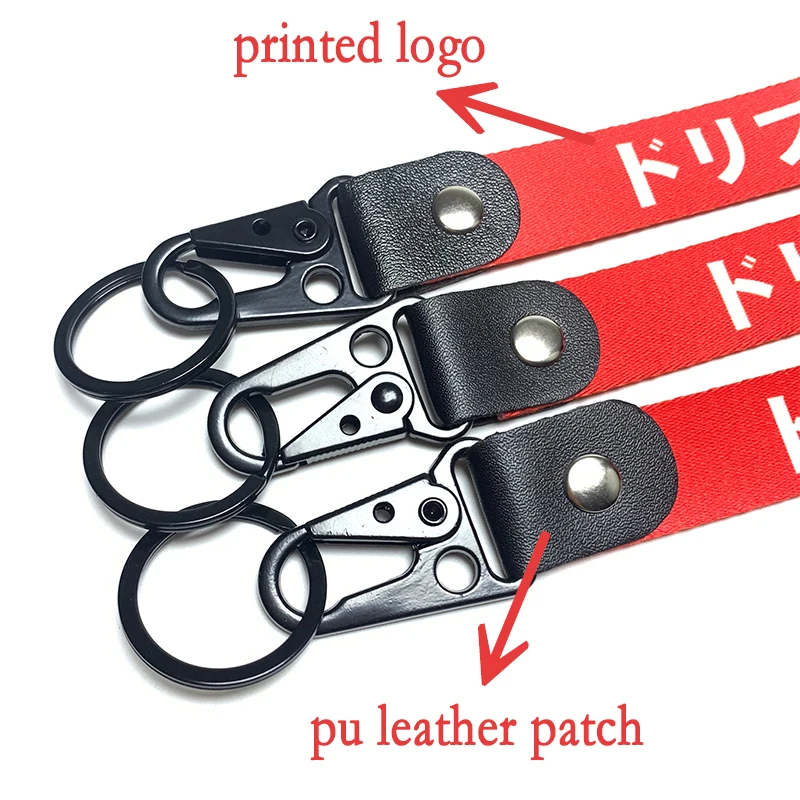 Manufacturer Wholesale Customizable Leather Keychain Sublimation Logo Motorcycle Blanks Red Wrist Keychain