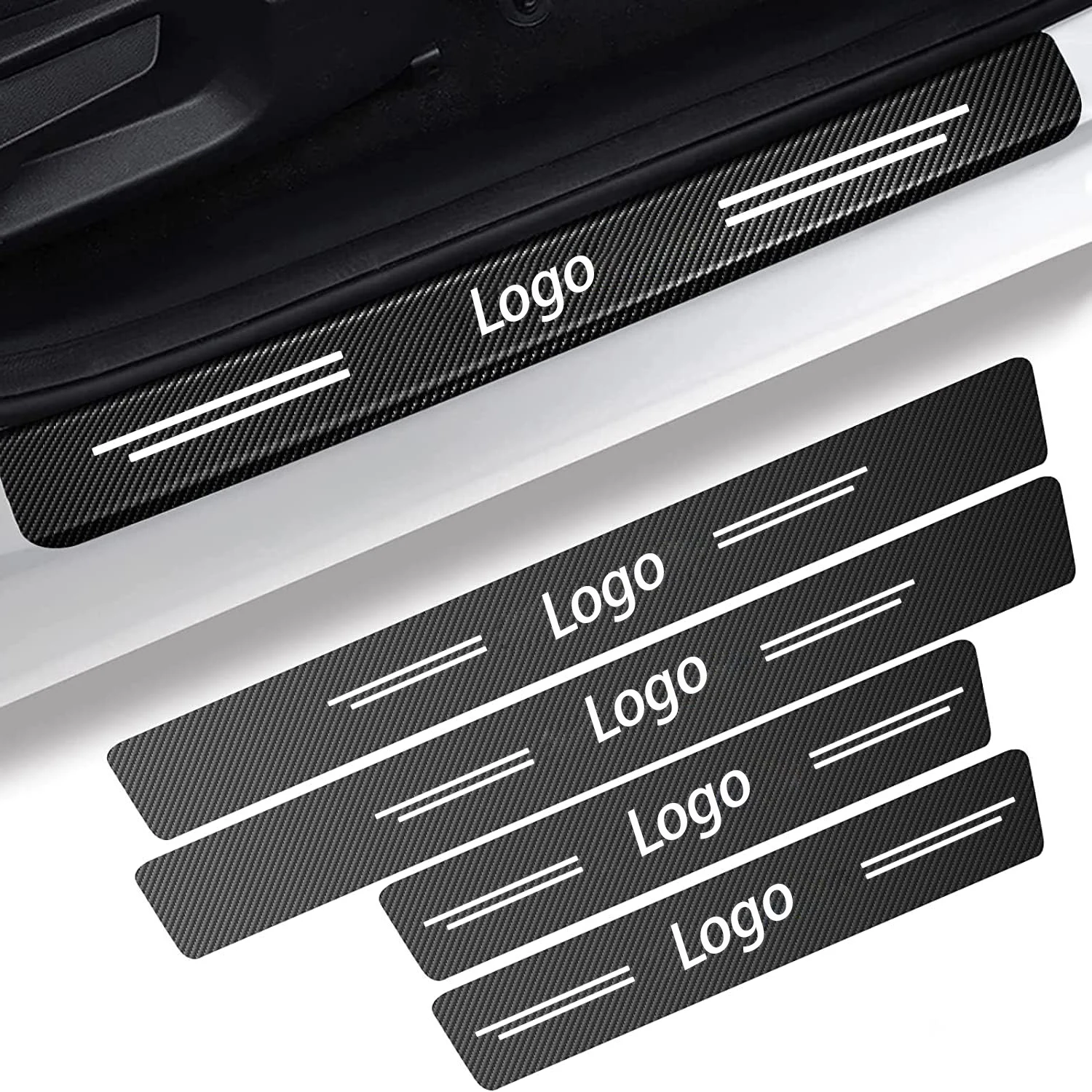 Customized Logo Car Door Sill Anti-Scratch Door Sill Plate Car Door Protection Stickers Car Thresholds Protectors