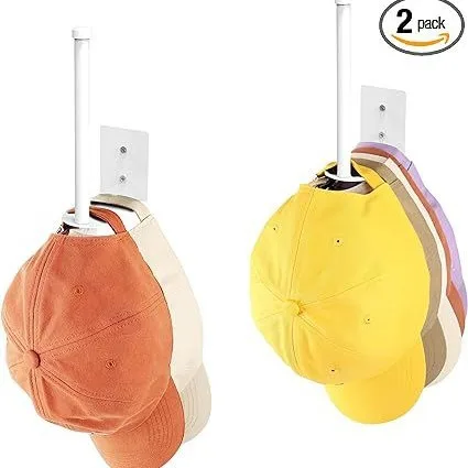 2 Pack Stainless Steel Baseball Cap Hat Racks Strong Adhesive Wall Hooks Coat Organizer Bedroom Closet Door Storage Hanger Hat