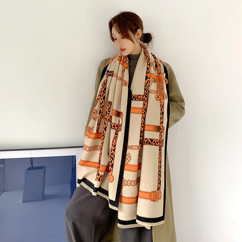 2022  Latest Female Scarf Fashion Print Women Shawl Custom Winter Long Cashmere Scarf