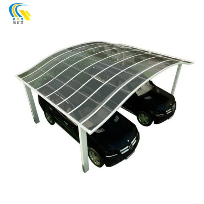 Modern industrial aluminum alloy S-shaped carport multifunctional rain  sun protection parking garage steel PC car outdoor use