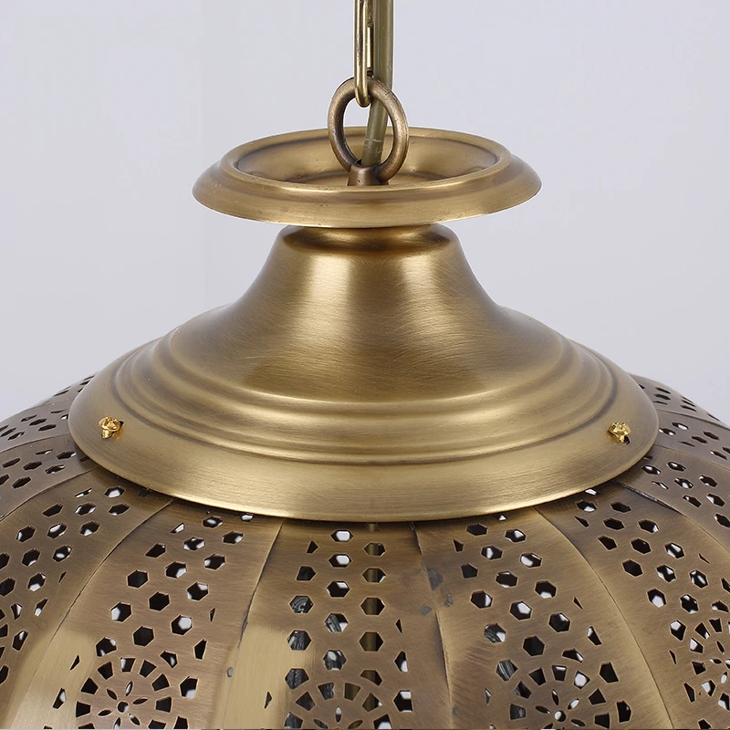 Muslim Restaurant chandelier retro copper art lighting decoration Arabic style button type copper chandelier cross border wholes