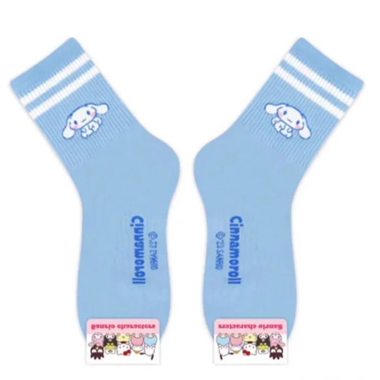 HY-2139 New 2023 Korean style Cartoon Kuromi Sock Girl Combed Cotton Students  Striped Crew Socks Women Girls