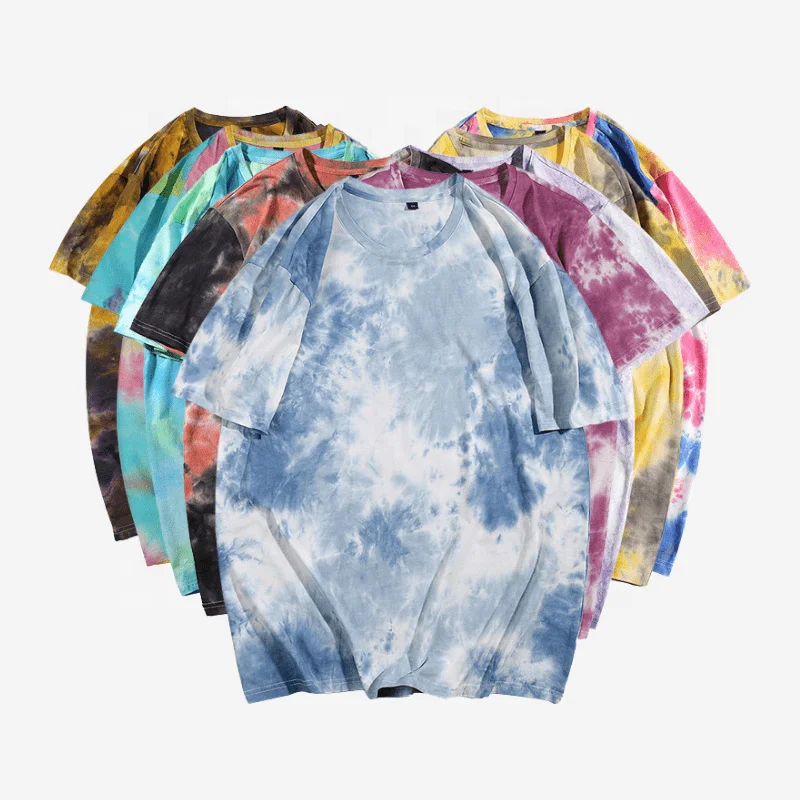 Newest Streetwear Customized Printing Tie-dye Washed T-shirt Tie Dye T Shirts Blank 100% Cotton Oversized Unisex Custom Logo