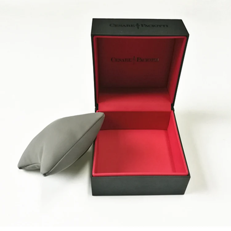 Custom UV Spot Stamping logo Touch Paper PU Jewelry Packaging Watch Wrist box with Pillow Inside