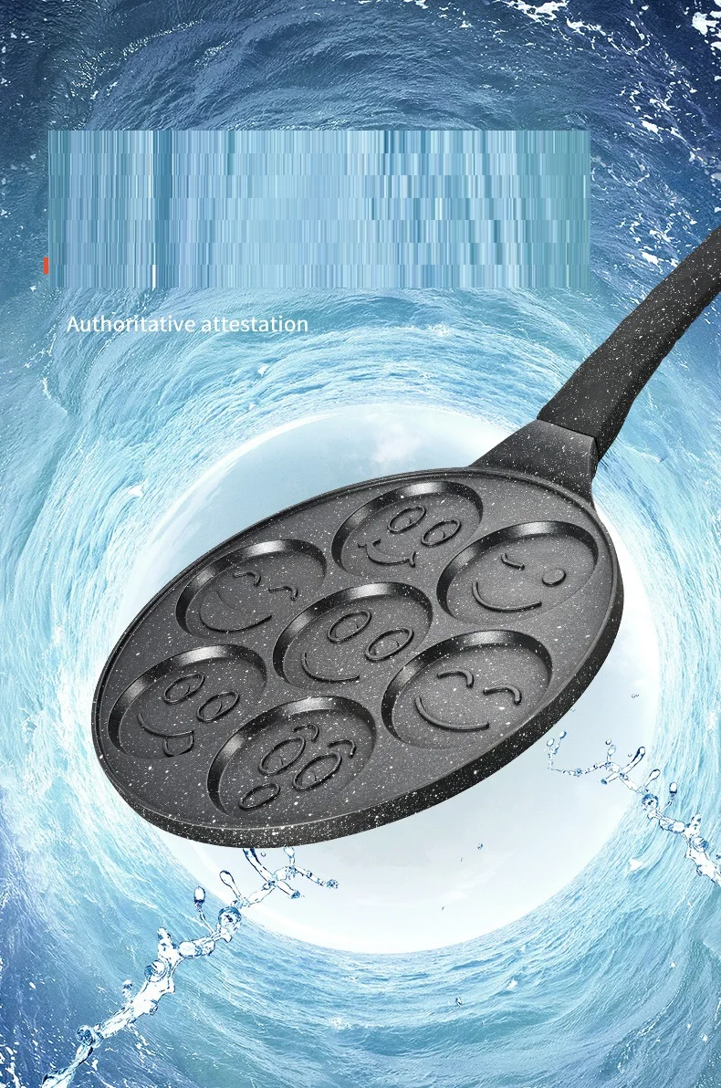 High Quality 7 Holes 27cm Smiley Face Mini Die Cast Aluminum Pancake Pan Non-stick Saute Pans